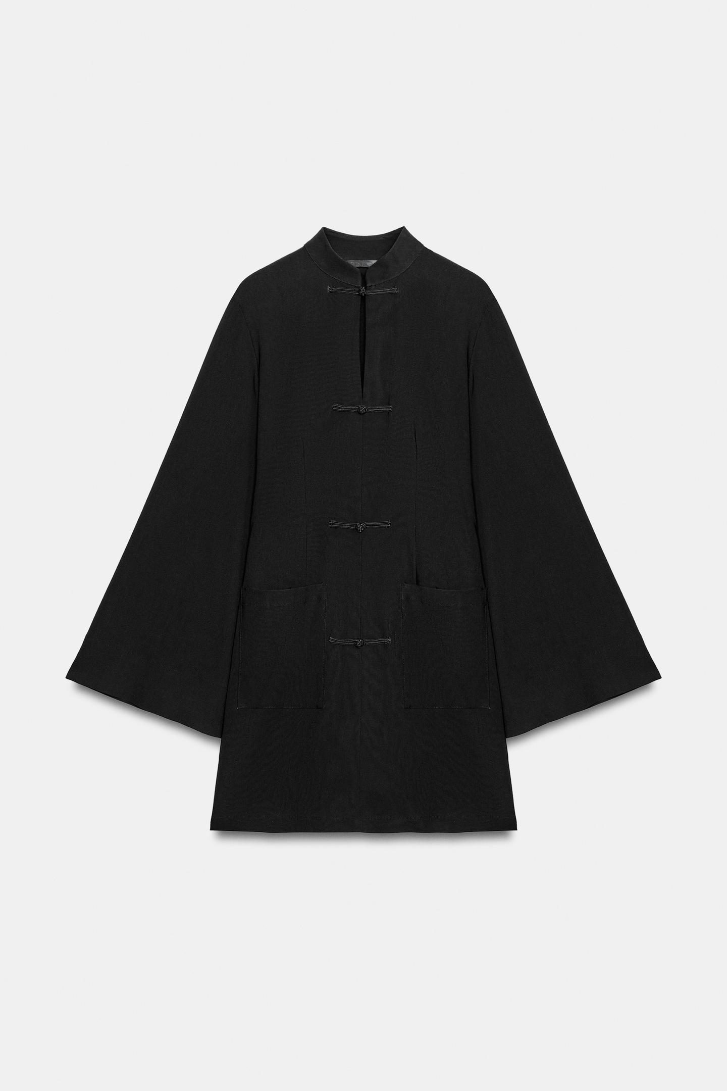 Женское платье Zara Frog Fastening Mini, цвет: Чёрный — фото 6