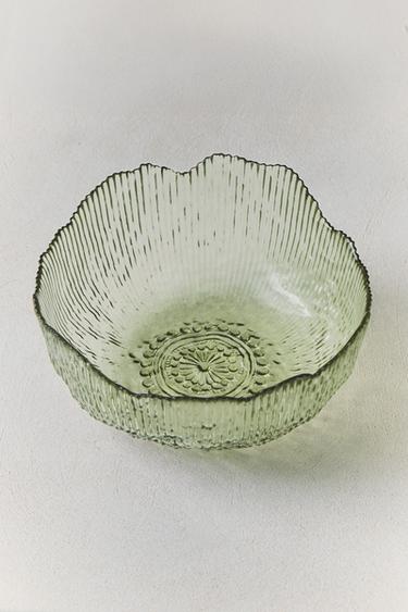 SALADIER VERRE RECYCLABLE RELIEF - Vert de Zara
