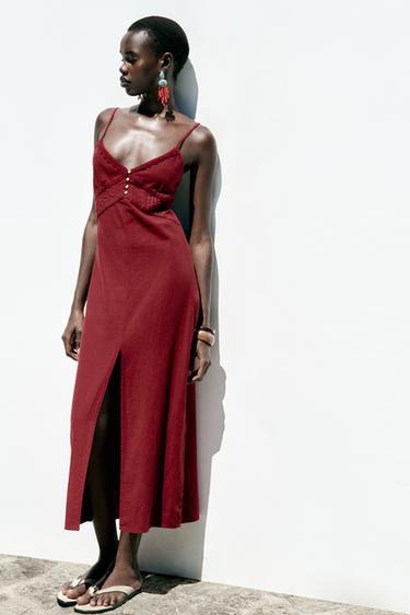 MIDI SOINEKO TIRANTEDUNA, LIHOAREKIN - Burgundy-kolorea, Zara-rena - Irudia 0
