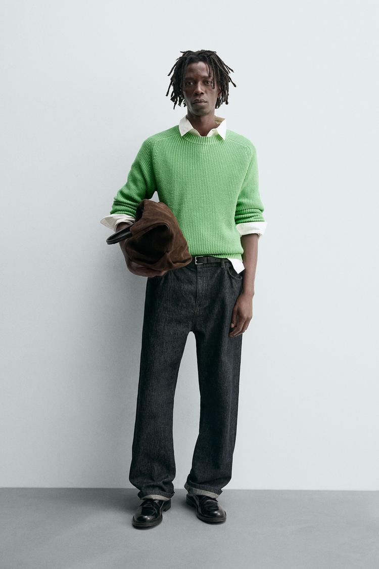 JERSEY ESTRUCTURA MEZCLA ALGODÓN Verde ZARA España