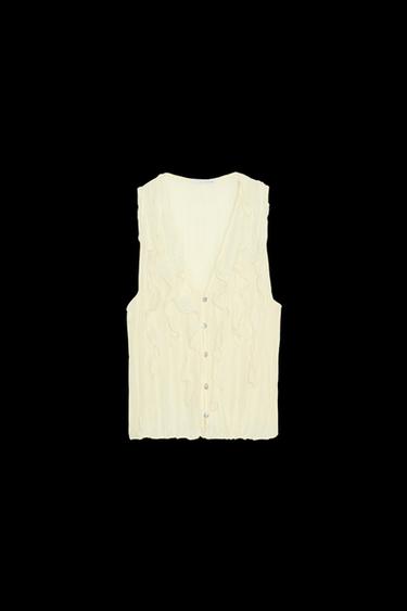SEMI-SHEER RUFFLED TOP - Light yellow by Zara - Image 0