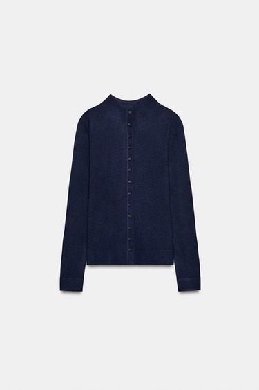 CHAQUETA PUNTO EXTRAFINO - Azul tinta de Zara