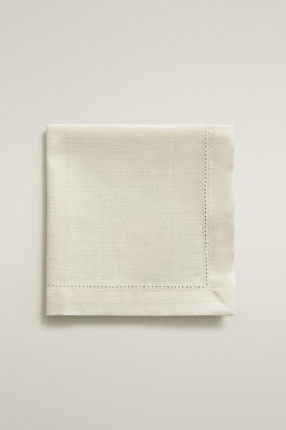 HEMSTITCHED COTTON NAPKIN - White by Zara - Image 0