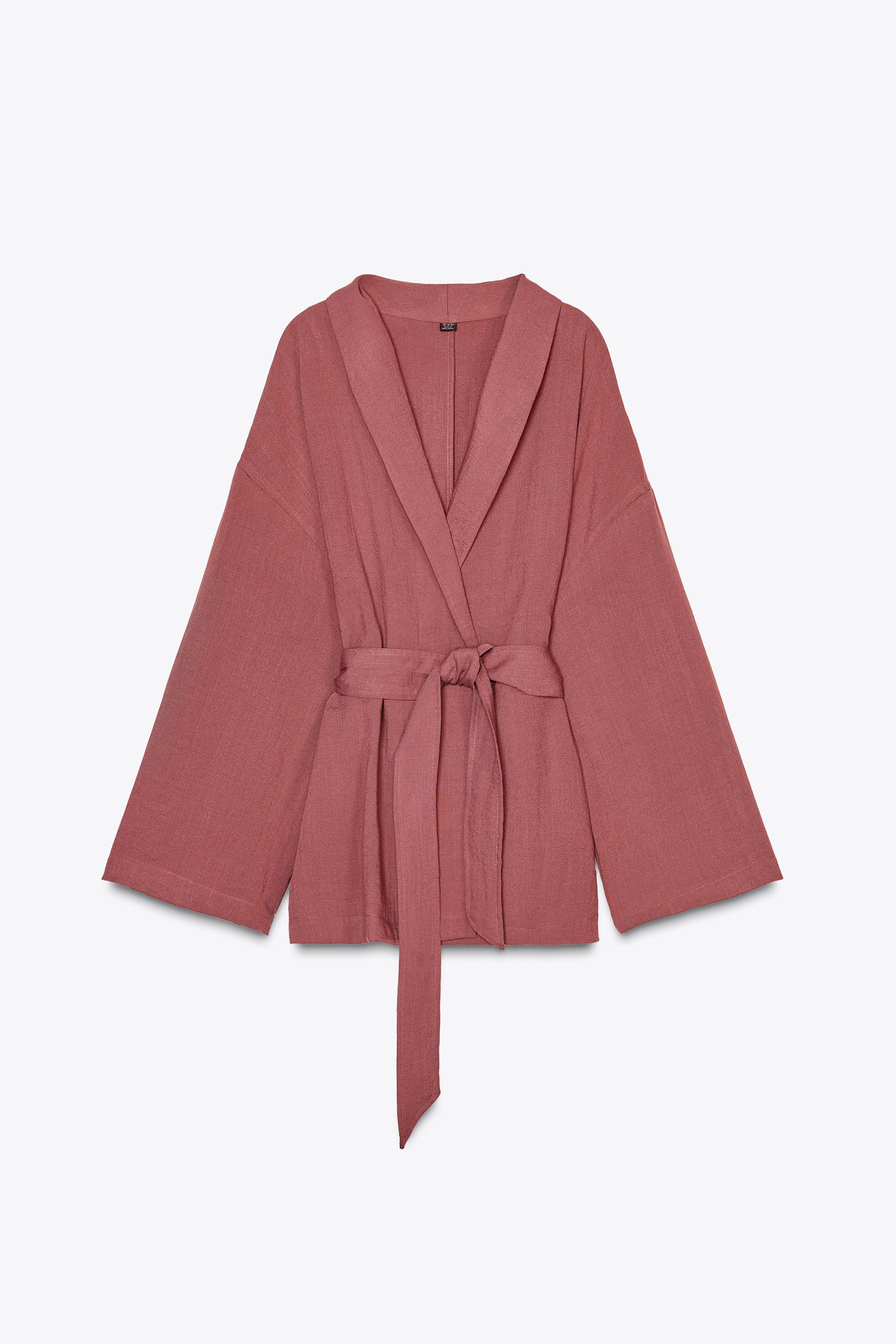 ZARA ベルト付きキモノジャケット 5427/824 BELTED KIMONO JACKET - Dark pink | ZARA United States