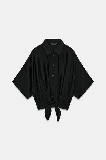 CAMISA MANGA CORTA LAZADA - Negro de Zara