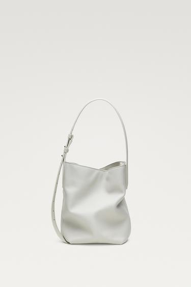 Nappa leather mini bucket bag — Oyster-white 3