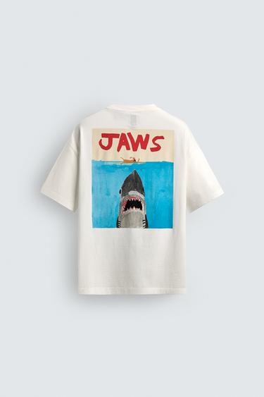 Zara JAWS© UCS LLC AND AMBLIN X DYLAN´S T-SHIRT CLUB X ZARA ILLUSTRATED T-SHIRT - white