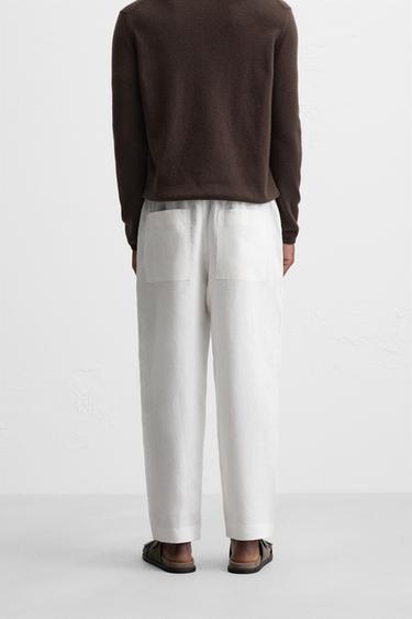 100% LINEN TROUSERS - White by Zara - Image 2
