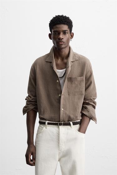 CHEMISE 100 % LIN - Marron / Taupe de Zara - Image 1