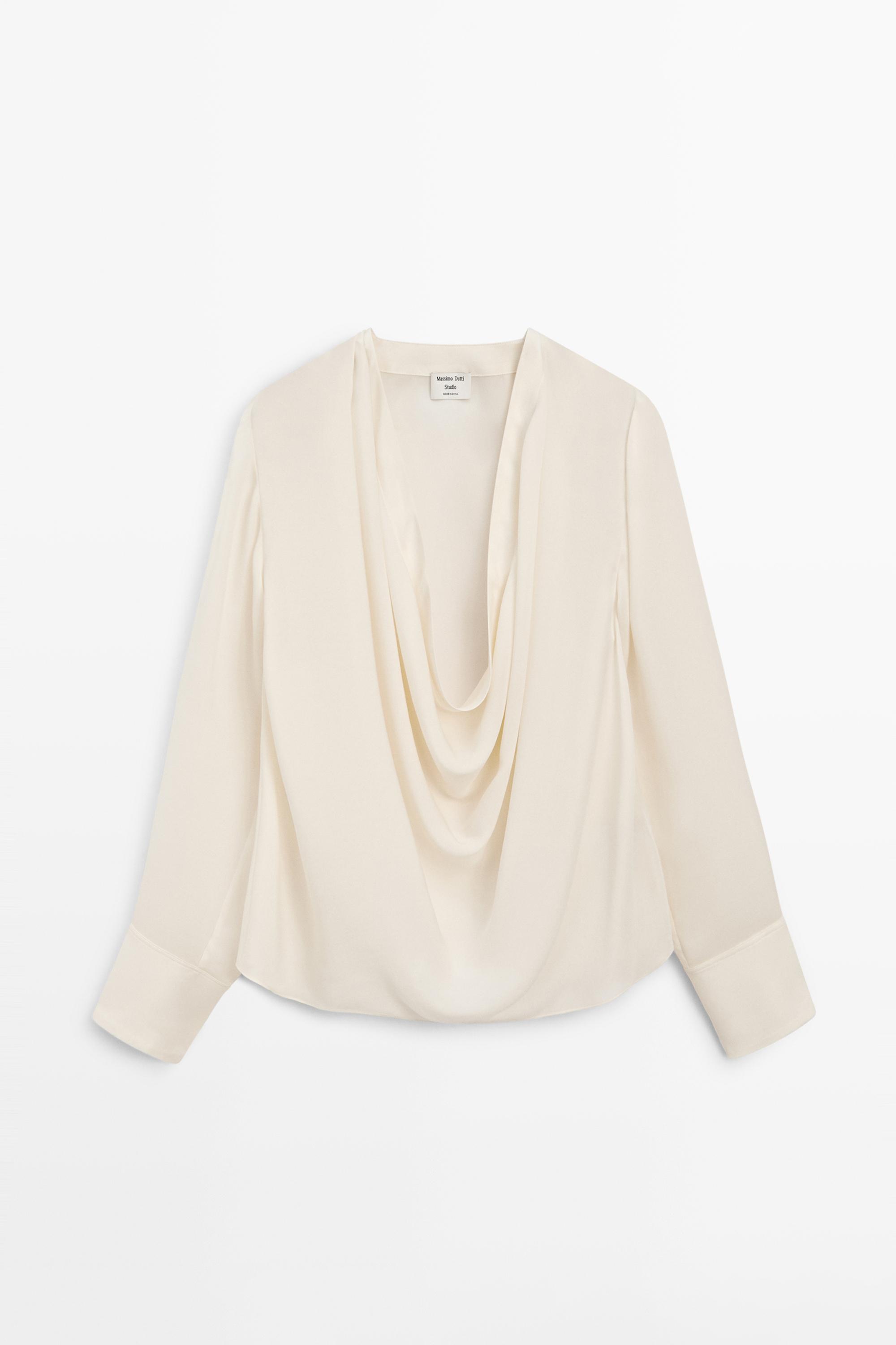 Blouse fluide à encolure drapée en soie - STUDIO