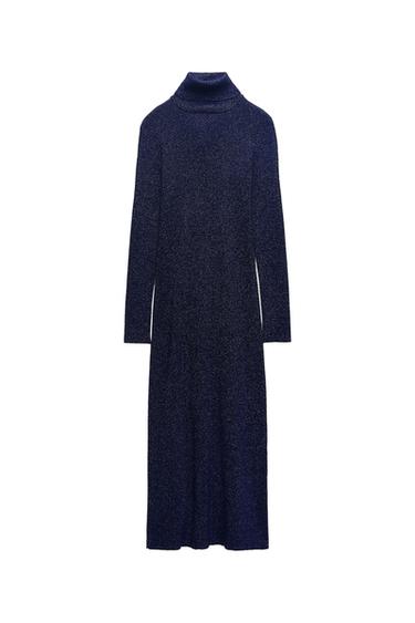 METALLIC THREAD KNIT MIDI DRESS