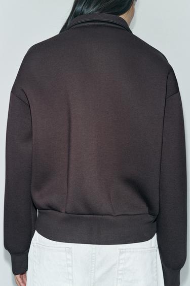 BLOUSON BOMBER EFFET SCUBA - Marron foncé de Zara - Image 3