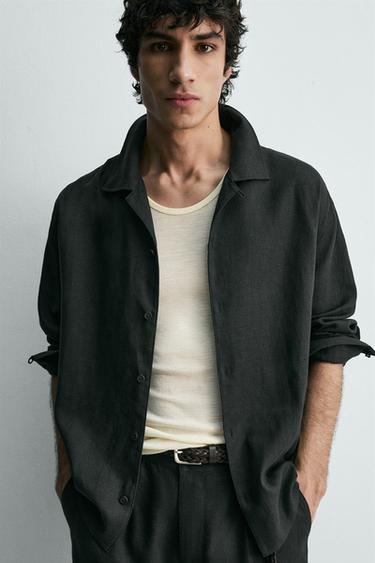 CHEMISE RELAXED FIT LIN ET VISCOSE - Noir de Zara - Image 4
