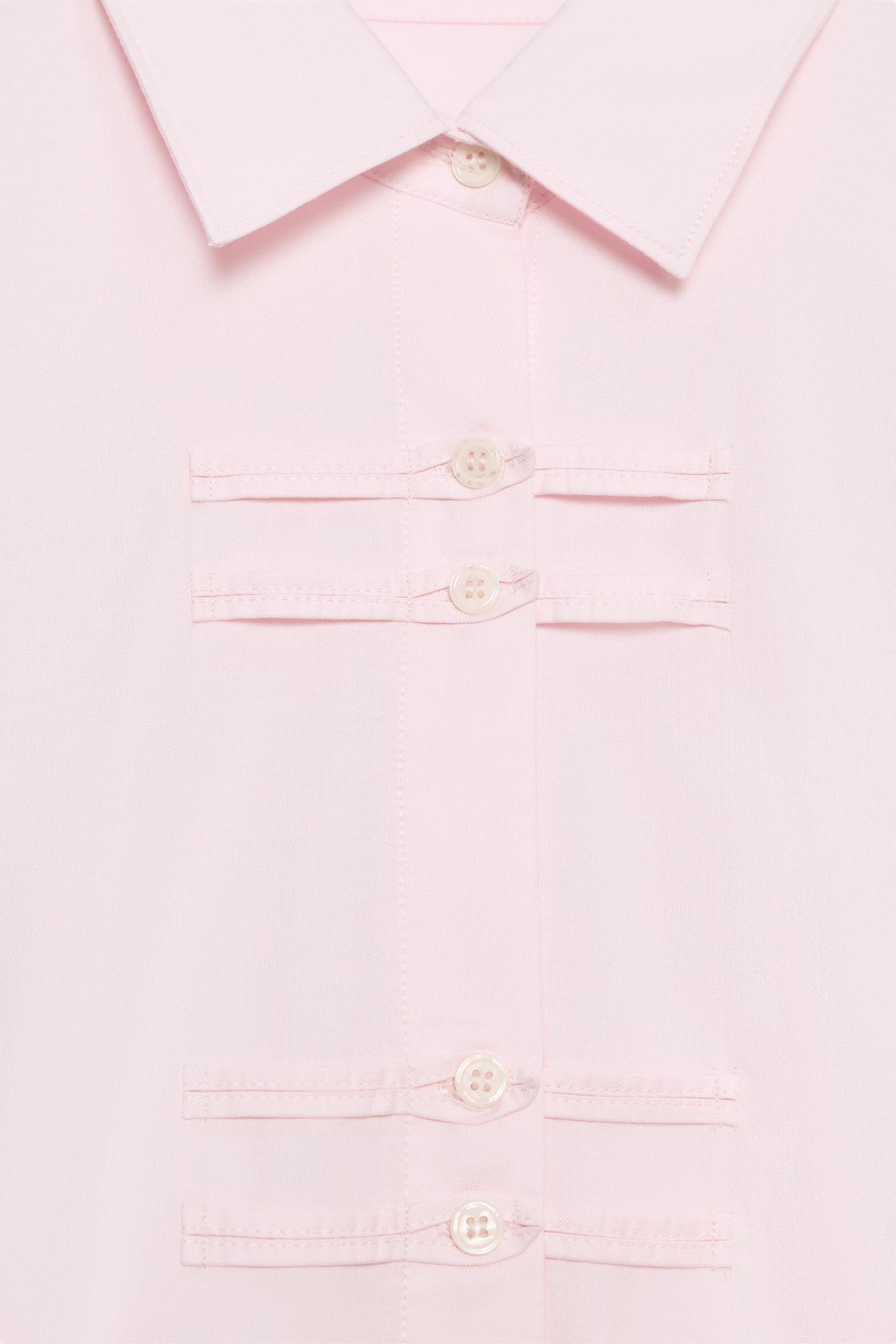 Женская рубашка Zara ZW Collection Oxford Frog Fastening, цвет: Розовый — фото 8