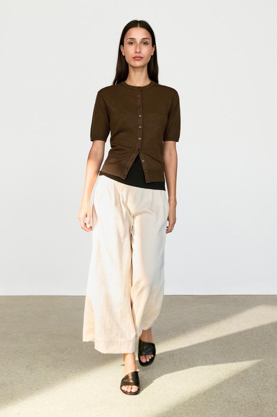 Zara Short sleeve cardigan - Brown - Image 0