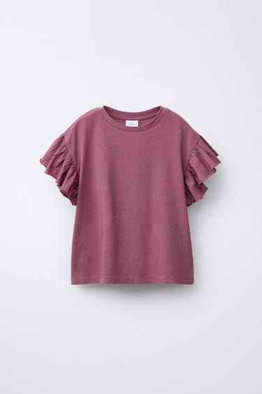 CAMISETA VOLANTES - Burgundy de Zara