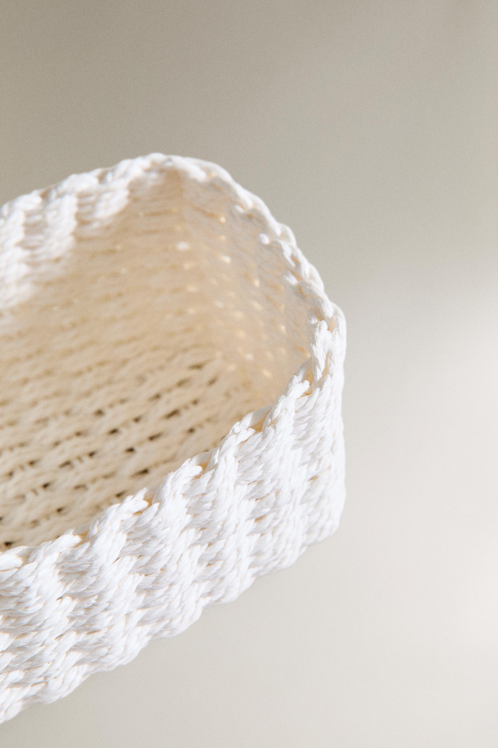 WOVEN PAPER BASKET — White