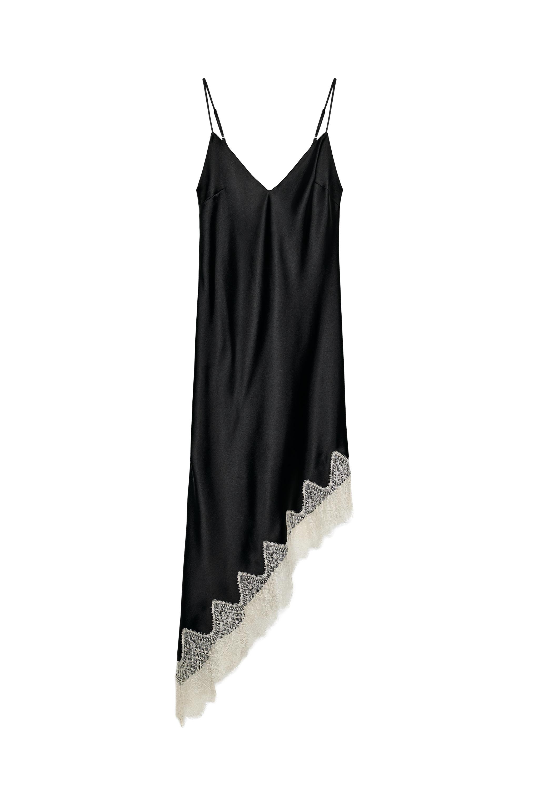 SATIN EFFECT LACE DRESS - Dark mink | ZARA United States SATIN EFFECT LACE DRESS - Dark mink | ZARA United States