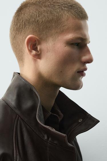 LEATHER BOMBER JACKET - Chocolate by Zara - Image 4