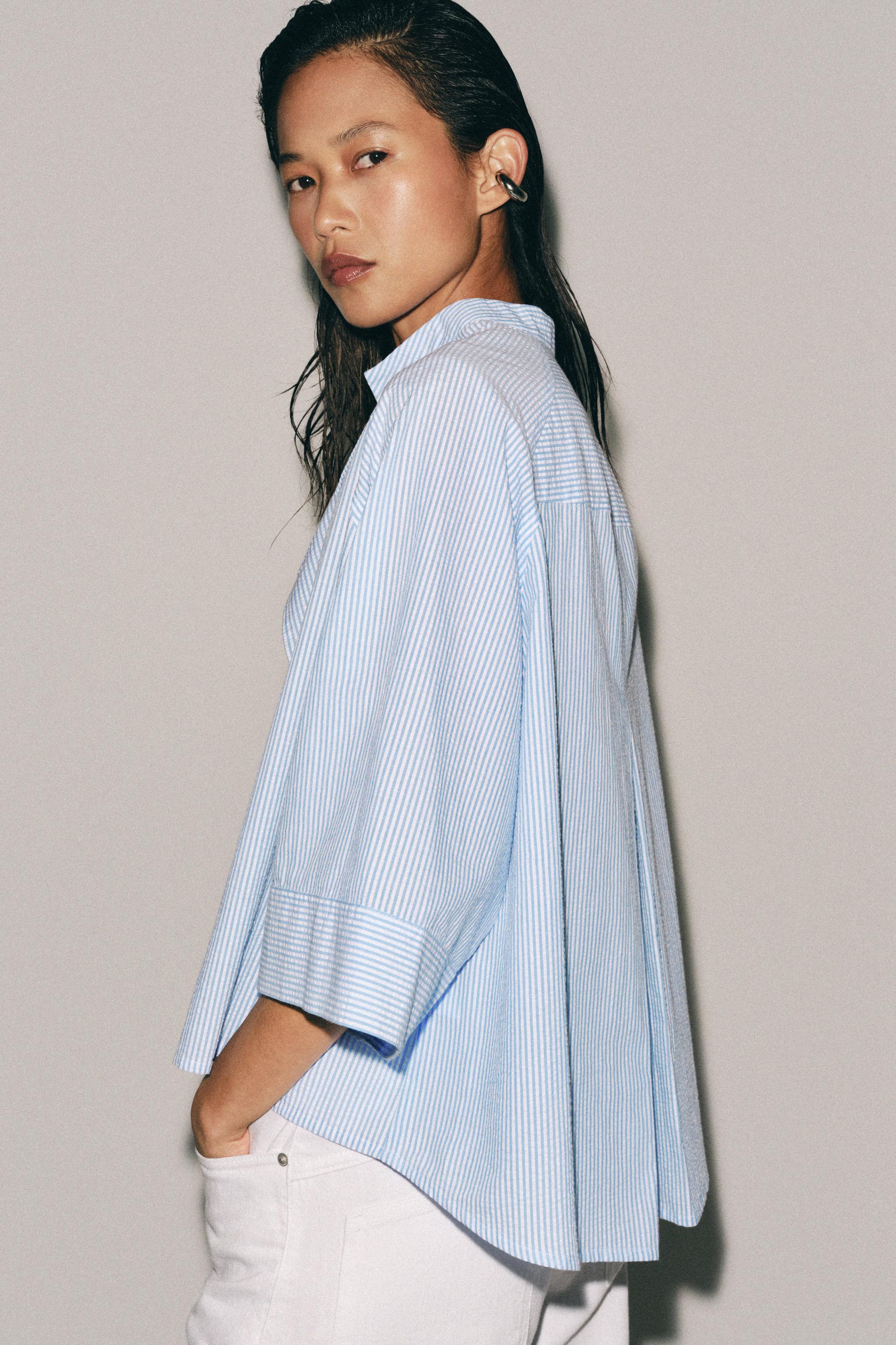 ZW COLLECTION ASYMMETRIC STRIPED SHIRT