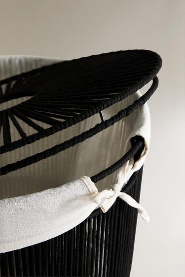 FABRIC-LINED LAUNDRY BASKET - Black by Zara - Image 2
