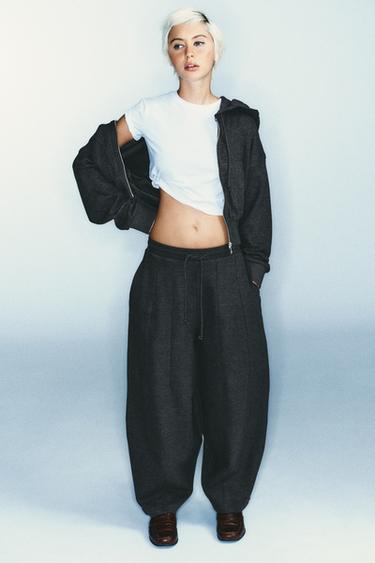 BALLOON RIBBED TROUSERS - Dark grey by Zara