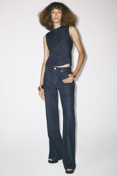 JEANS ZW COLLECTION TAILORED WIDE LEG TIRO ALTO - Azul de Zara