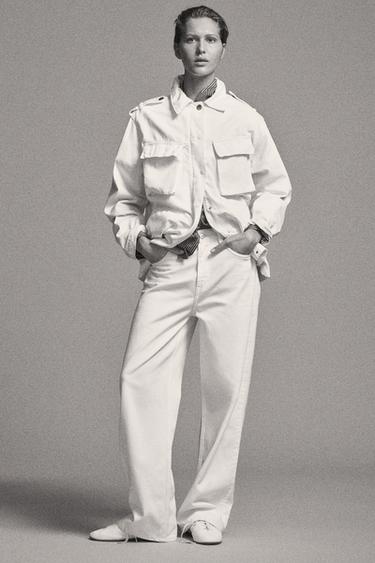 TRF DENIM JACKET WITH POCKETS - Oyster-white by Zara
