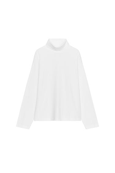 HIGH NECK T-SHIRT - White by Zara