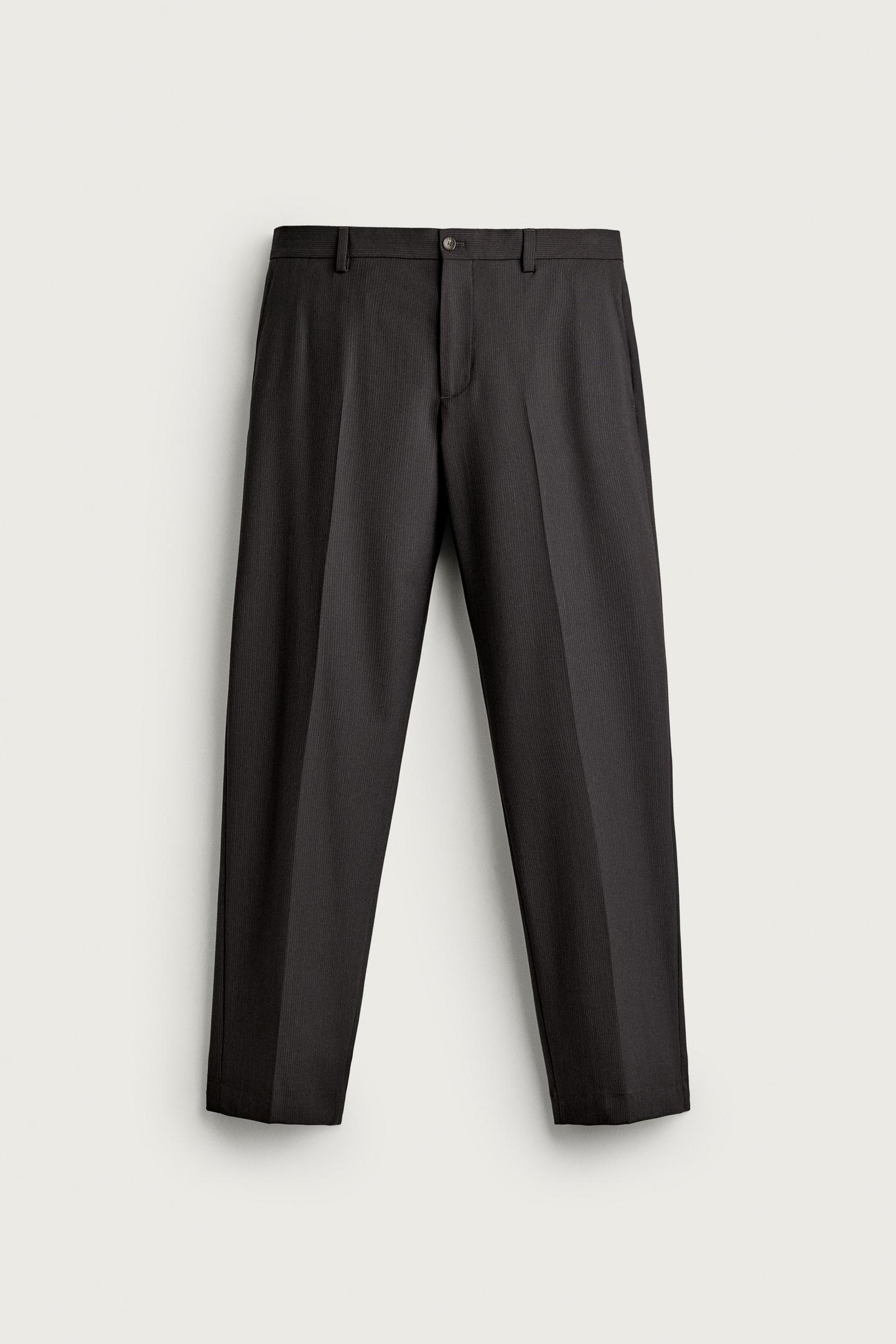 Мужские брюки Zara Striped Regular Fit Suit, цвет: Тёмный коричневый — фото 6