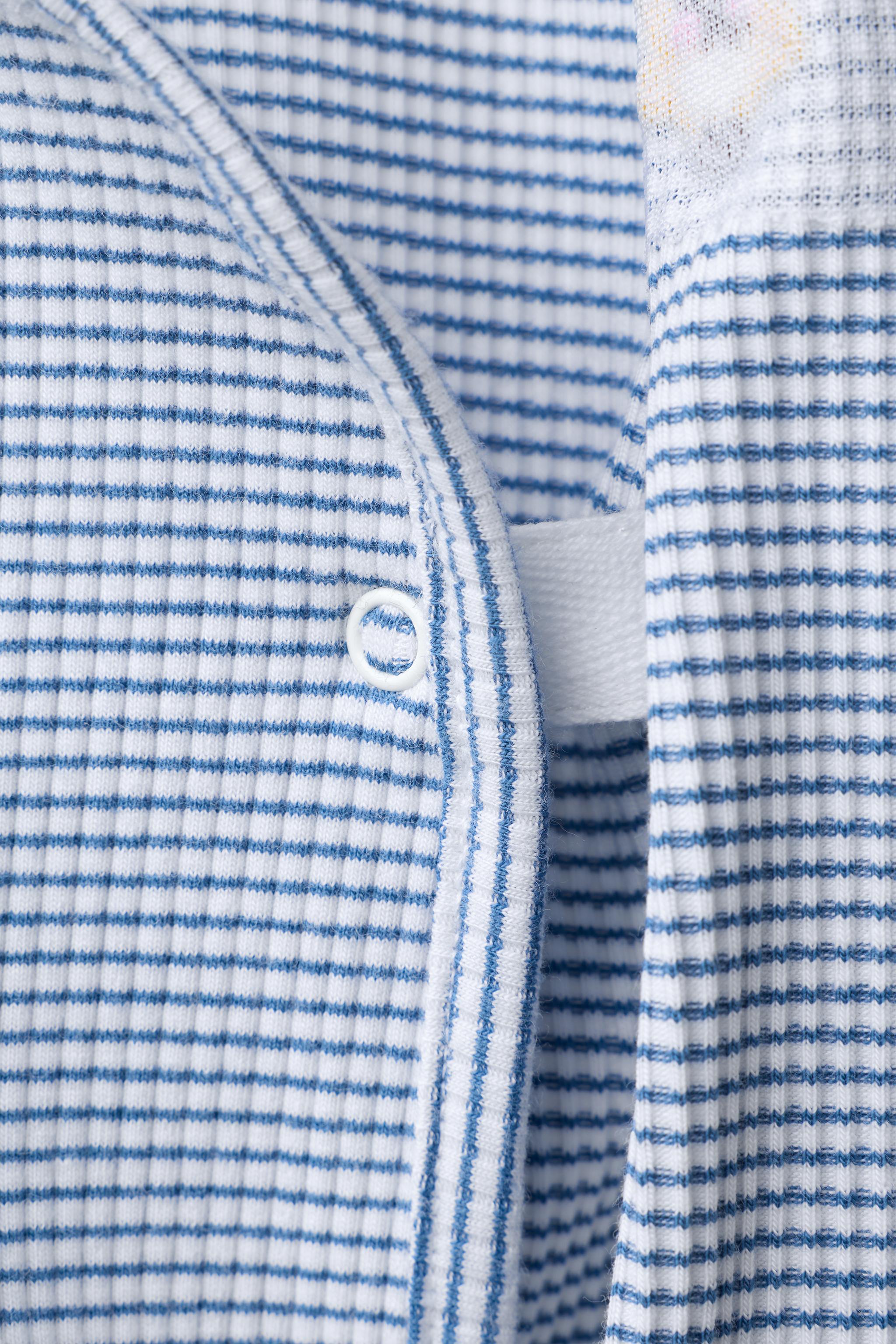 ENSEMBLE T-SHIRT ET PANTALON SAROUEL À RAYURES BRODERIE POUSSIN