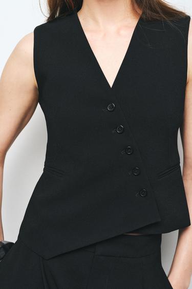 ZW COLLECTION ASYMMETRIC WAISTCOAT - Black by Zara