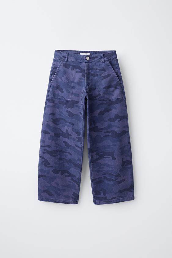 PRINTED BARREL TROUSERS - Blue by Zara - Image 0