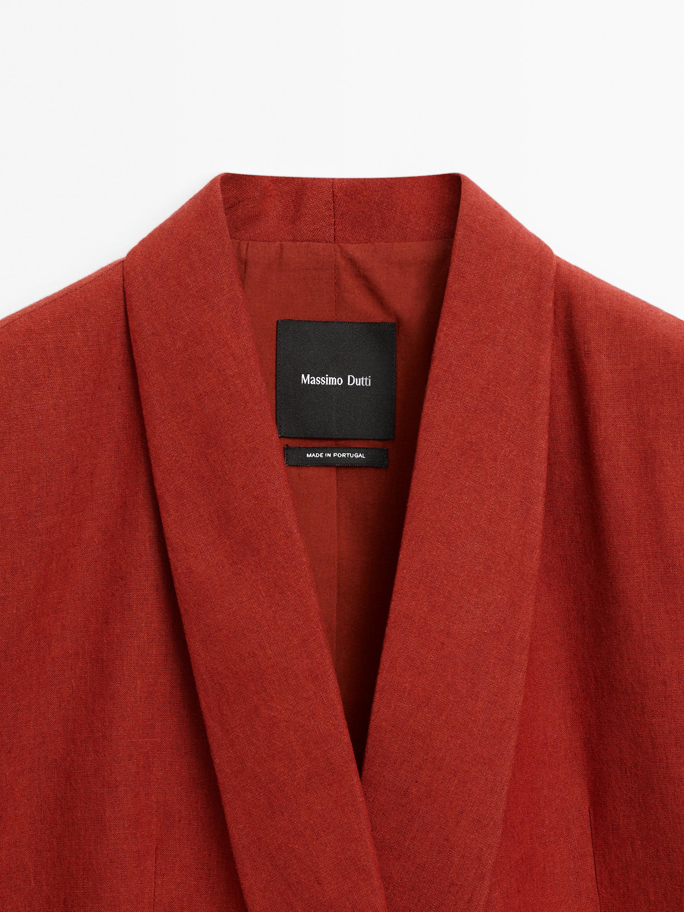 Linen blend shawl collar blazer