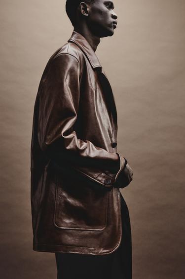 LEATHER BLAZER LIMITED EDITION - Brandy by Zara