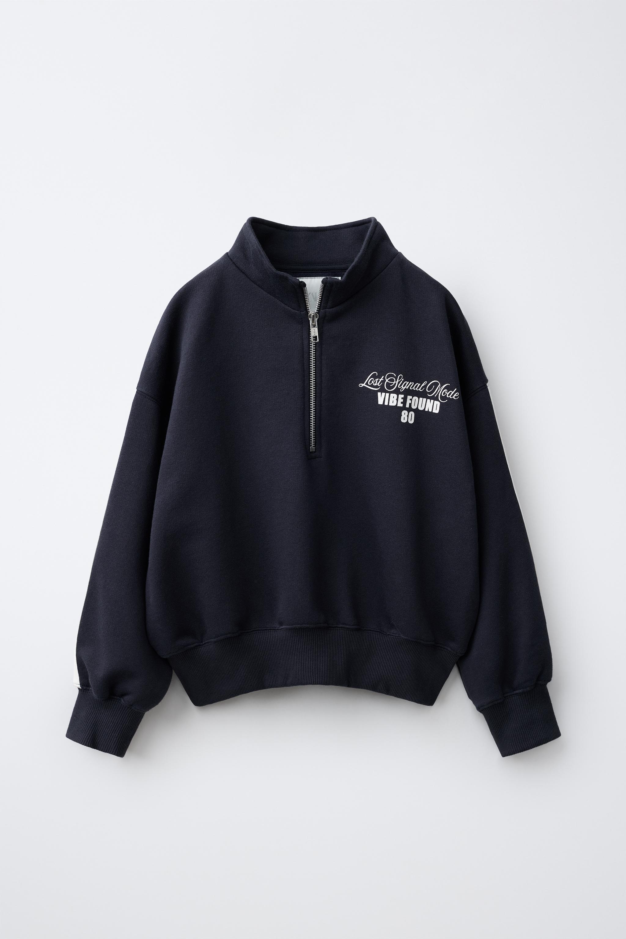 HIGH-NECK JOGGING SWEATSHIRT — Navy blue