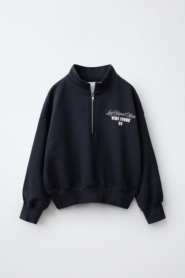 HIGH NECK SPORTY SWEATSHIRT - Navy blue by Zara - Image 0