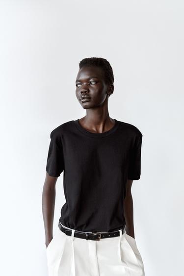 T-SHIRT EN COTON FINI ENZYMATIQUE - Noir de Zara - Image 1