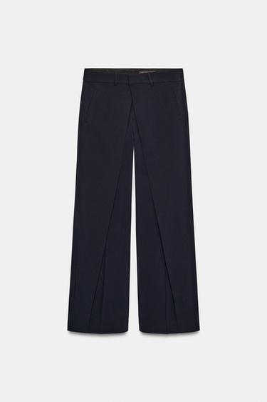 PANTALON LARGE À PLIS ZW COLLECTION - Bleu marine foncé de Zara - Image 3
