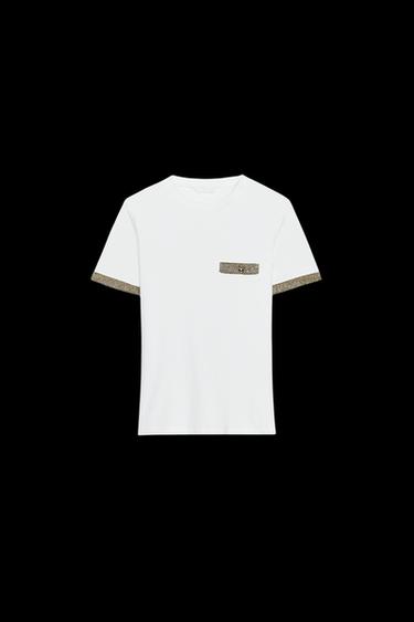 Zara METALLIC THREAD T-SHIRT - White - Image 0