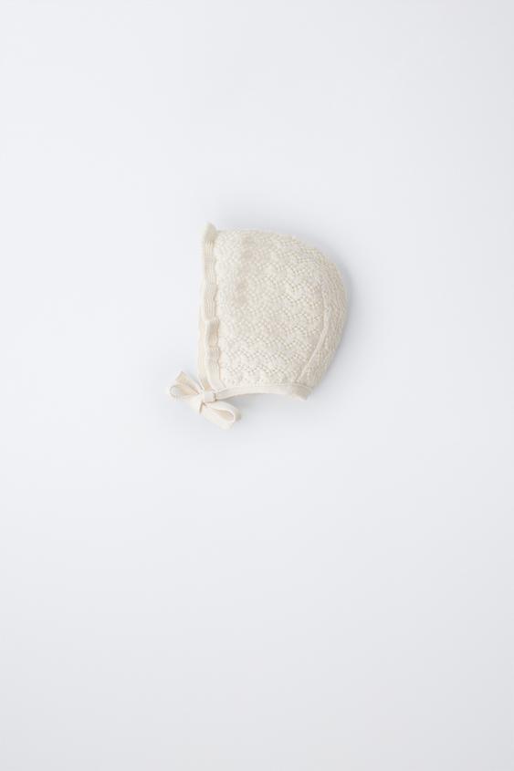 COTTON AND SILK OPENWORK BONNET - Ecru | ZARA Saudi Arabia