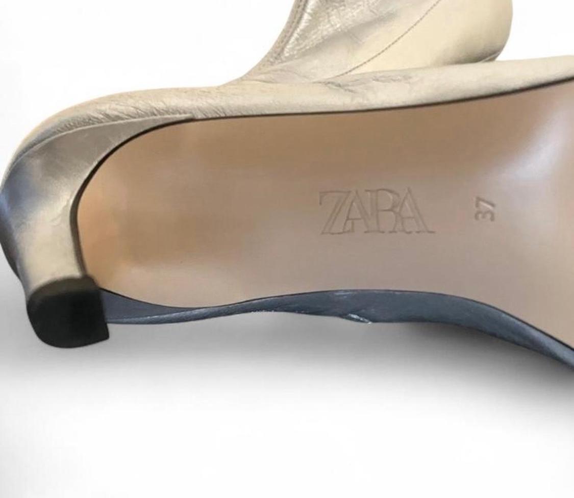 ZARA SHEEP LEATHER ANKLE BOOTS SIZE 6.5 NEW, METALIC, ZIP UP, 3 INCH HEEL - Image 8