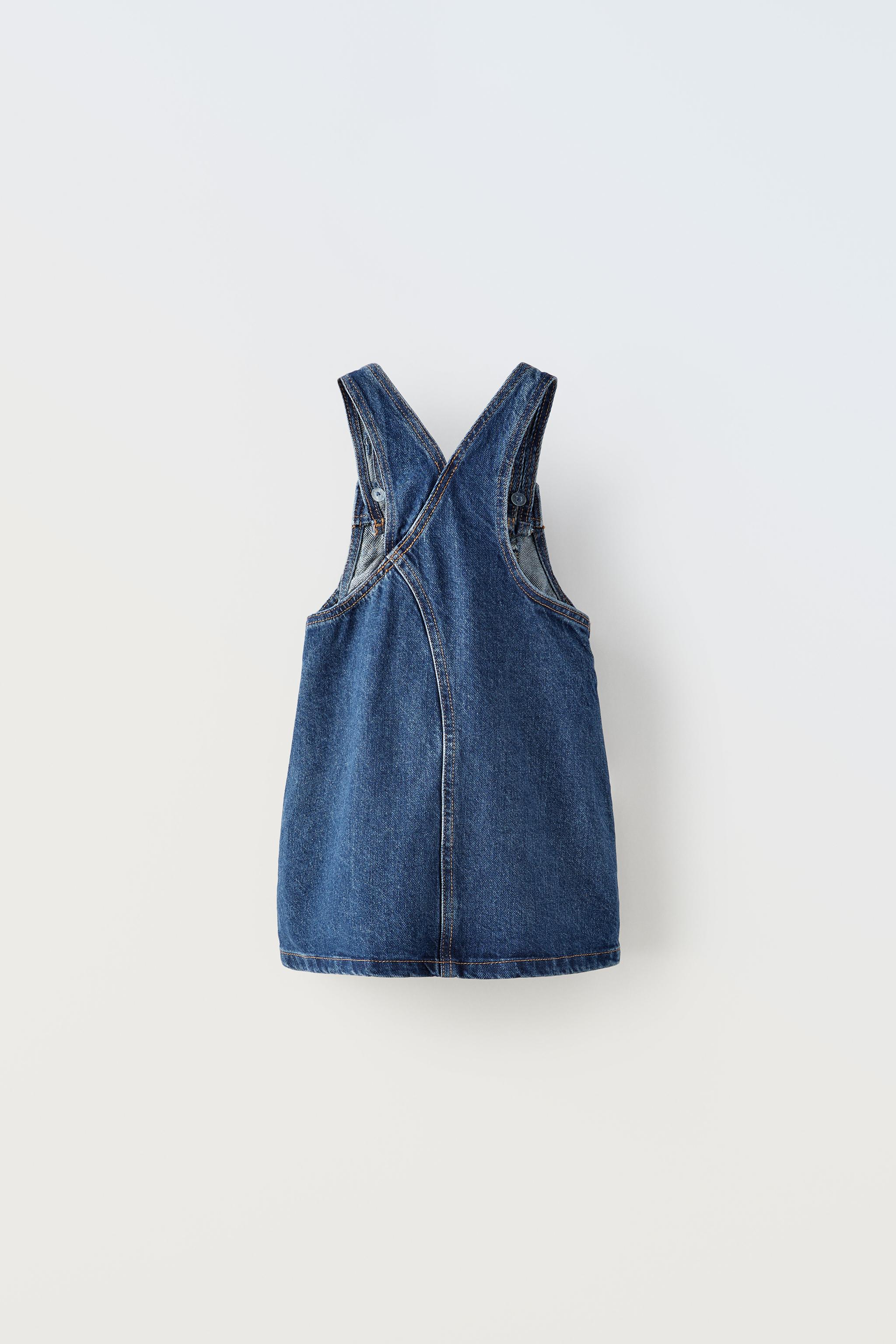 LABEL DENIM PINAFORE OVERALLS