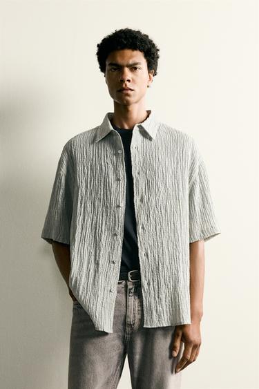 CAMISA RELAXED FIT RELLEU - Gris clar de Zara