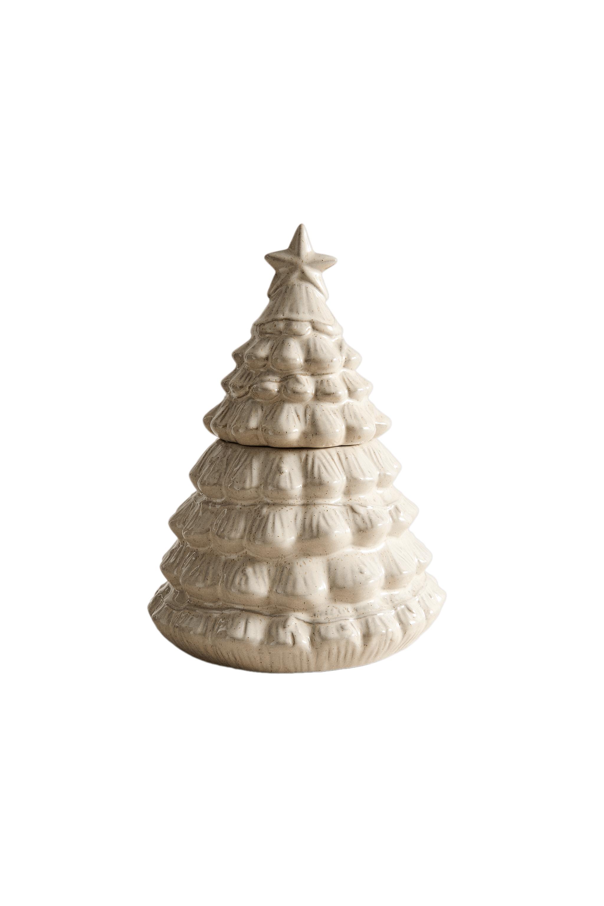 CHRISTMAS TREE STONEWARE JAR - Cream | ZARA United States