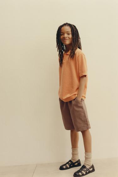 PLAIN TEXTURED POLO SHIRT - Orange by Zara