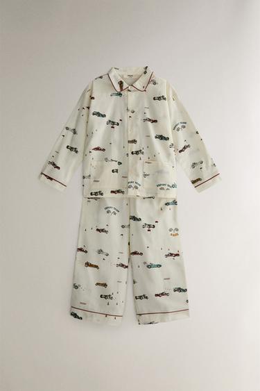 CHILDREN'S RACING DOG FLANNEL PYJAMA SET - Light beige by Zara