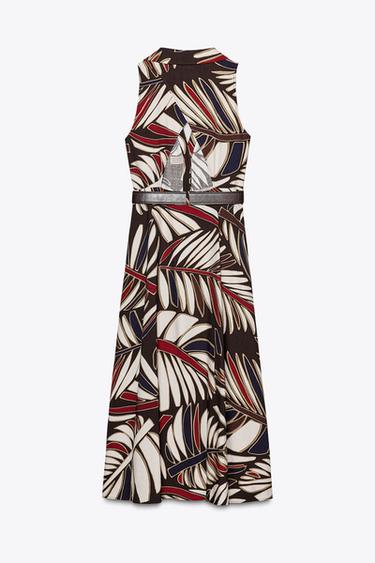 ROBE MI-LONGUE IMPRIMÉE AVEC CEINTURE - Multicolore de Zara - Image 5