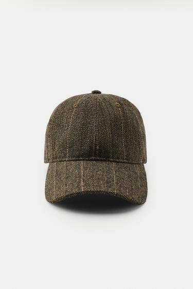 WOOL BLEND HERRINGBONE CAP — Gray 2