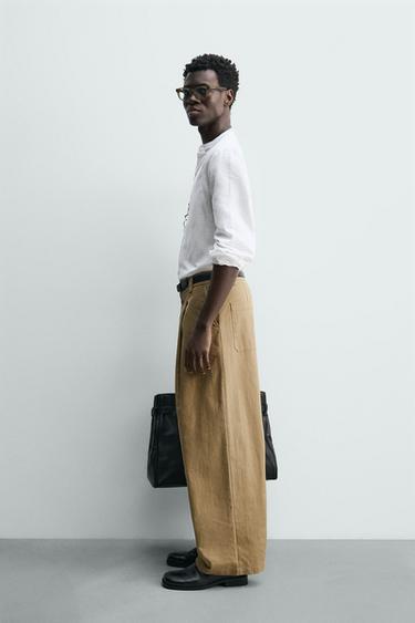 PANTALON BARREL FIT À PLIS - Beige de Zara - Image 3